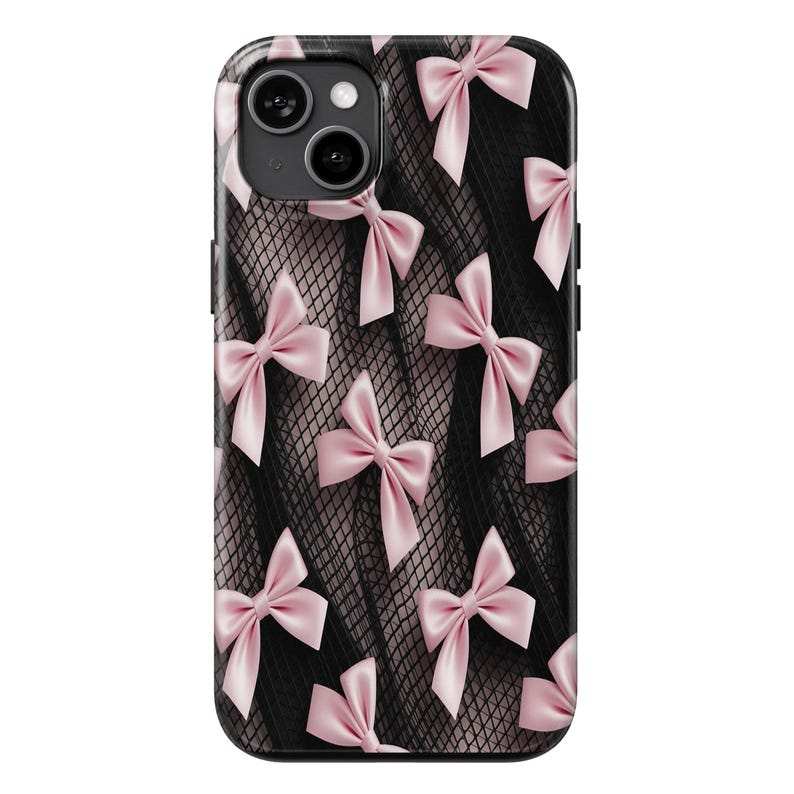 Coquette Fishnet Bow Phone Case – iPhone, Samsung Cover - Luxe Case Wraps