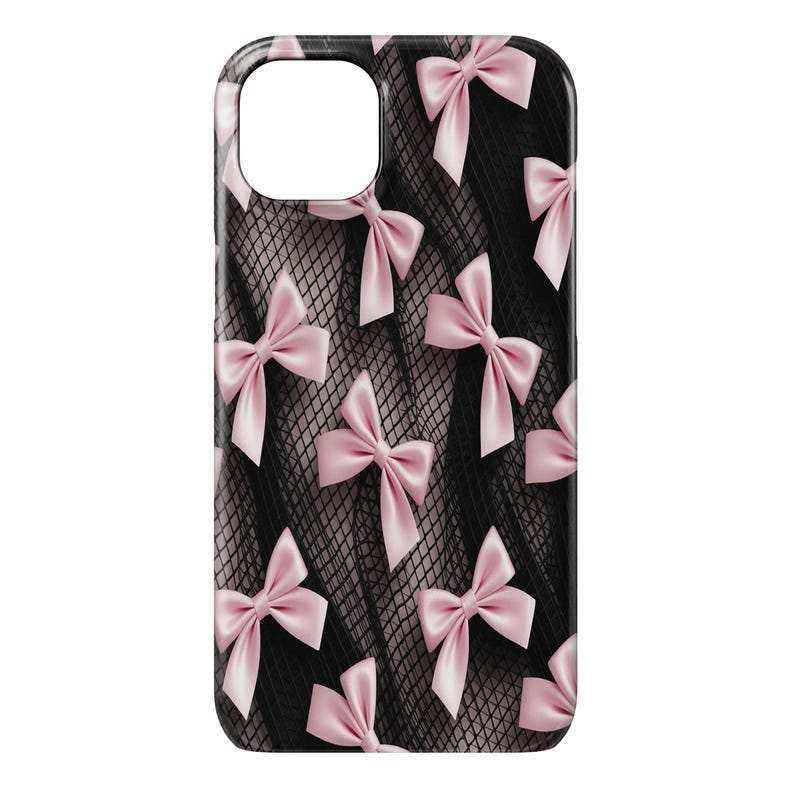 Coquette Fishnet Bow Phone Case – iPhone, Samsung Cover - Luxe Case Wraps